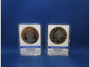 2 Gold Eagle Replica Coins 1838 1797 Gold Eagles