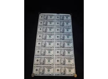 Lot Of 16 2003 US Uncut $10 Small Size Federal Reserve Star Notes