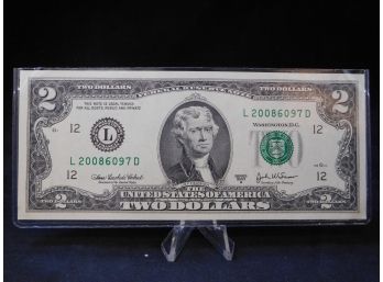 2003 A US $2 Small Size Federal Reserve Note Uncirculated