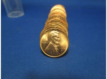 Uncirculated Roll Of 1954 D Denver Lincoln Wheat Penny Pennies 50 Coins