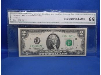 1976 US $2 Small Size Federal Reserve Star Note Uncirculated