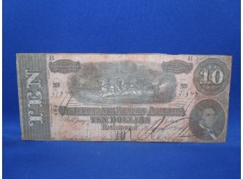 1864 $10 Civil War Confederate Note