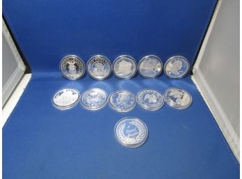 11 .999 Fine Silver Plated Medallions / Tokens