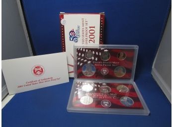 2001 United States Silver Proof Set With State Quarters 10 Coin Set