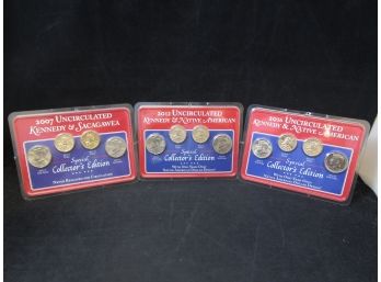 2007 , 2012 & 2016 Kennedy & Native American Special Collectors Edition 4 Coin Sets 12 Coins