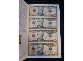 Uncut Sheet Of 4 2004 A US $10 Small Size Federal Reserve Star Notes Uncirculated