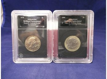 1979, & 1999 Susan B Anthony Uncirculated Dollar Coins