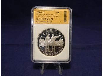 2004 US  Proof Silver Dollar Lewis & Clark Bicentennial Commemorative Coin Pr70 Cam By SGS