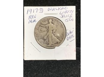 1917 D Denver Walking Liberty Silver Half Dollar