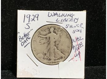 1929 S San Francisco Walking Liberty Silver Half Dollar