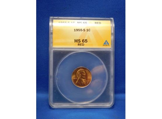 1955 San Francisco US Lincoln Wheat Cent MS65 By ANACS