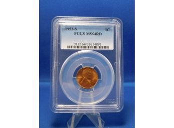 1953 San Francisco US Lincoln Wheat Cent MS64RD PCGS
