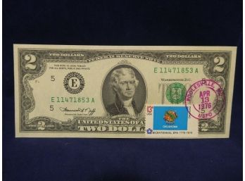 1976 $2 Federal Reserve Note - Stamped On Day Of Issue