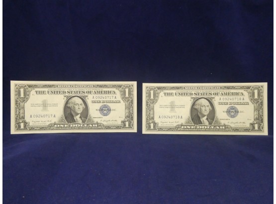 1957 A Silver Certificates Uncirculated Consecutive Serial Numbers
