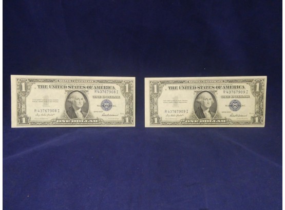 1935 F Silver Certificates Uncirculated Consecutive Serial Numbers