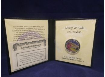 2001 Silver Eagle - George Bush Commemorative - 1 Oz .999 Silver Bullion