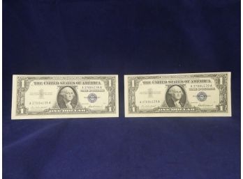 1957 Silver Certificates Uncirculated Consecutive Serial Numbers