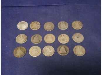 Lot Of 15 Seated Liberty Silver Dimes