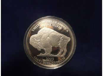 Giant Buffalo 1 Oz .999 Silver Round - ~3.5' In Diameter