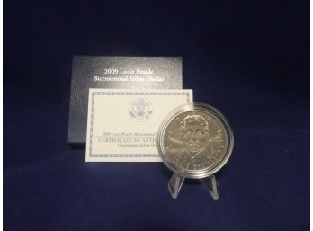 2009 Louis Braille Uncirculated Silver Dollar Commemorative Coin