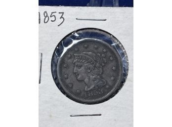1853 Braided Hair Large  Cent