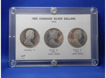 Lot Of 3 1965 Canadian Silver Dollars -  Type Set