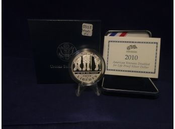 2010 West Point Disabled Veterans Proof Silver Dollar Commemorative Coin