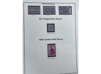 1911 Registration Stamp & 1955 Certified Mail Stamp