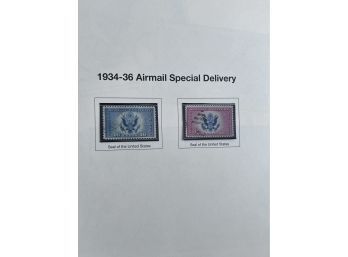 1934 To 1936  Airmail Special Delivery Stamps