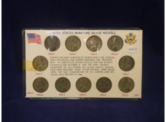 1942-1945 Jefferson Silver War Nickel Set - 11 Coins