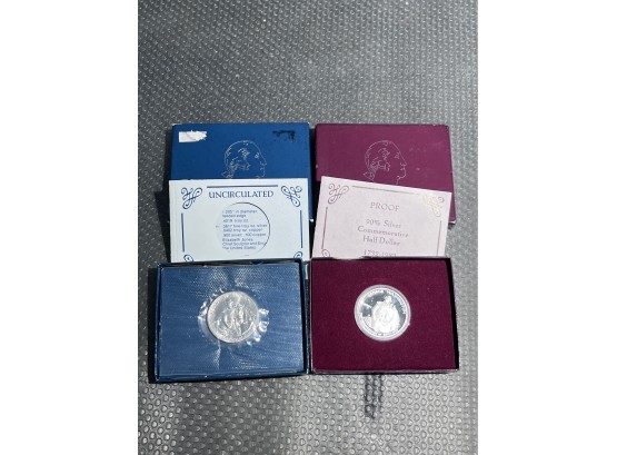 1982 US Silver Uncirculated & Proof Commemorative George Washington Half Dollars - 2 Coins