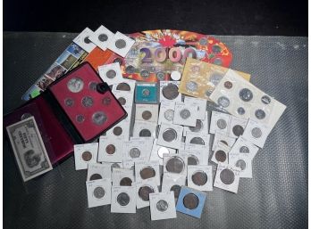 Lot Of Canadian Coins - Mint & Proof Sets, Carded Coins $ Early Tokens
