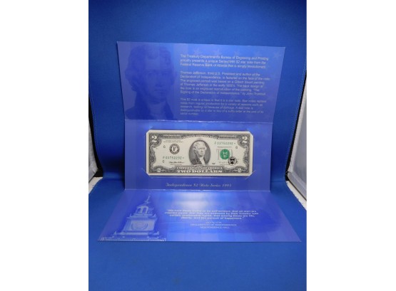 1995 US $2 Small Size Federal Reserve Star Note