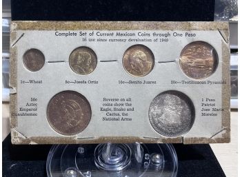Uncirculated Type Set Of Coins From Mexico With Silver Peso