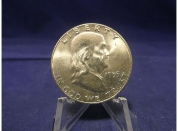1955 Franklin Silver Half Dollar Uncirculated - Key Date