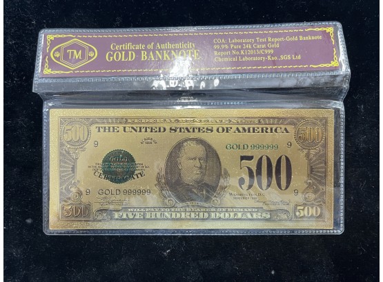 $500 Gold Banknote In Display Sleeve