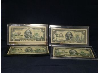 4 2003  Painted $2 Two Dollar Bills Rhode ISland California Georgia & Washington DC