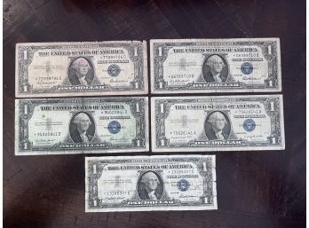 Lot Of 5 Silver Certificate Star Note