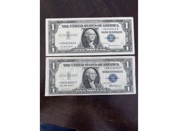 Lot Of 2 Silver Certificate Star Notes 1935 F & 1957 - Higher Grade Notes