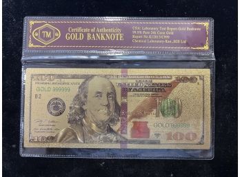 $100 Gold Banknote In Display Sleeve