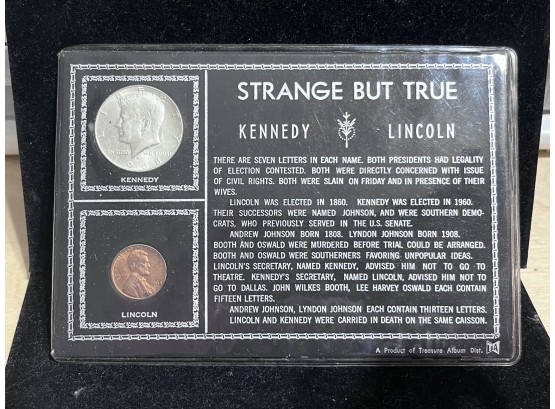 Strange But True - Kennedy Silver Half Dollar & Lincoln Cent Fact Card