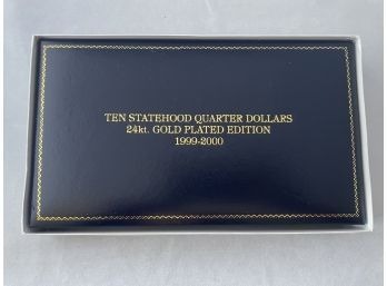 Ten Statehood Quarter Dollars 24kt. Gold Plated Edition 1999-2000