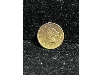 1849 Gold $1 Liberty Coin - Ex Jewelry