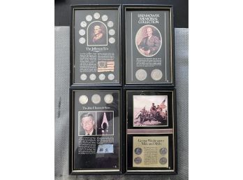 Set Of 4 Presidential Coin Sets In Frames