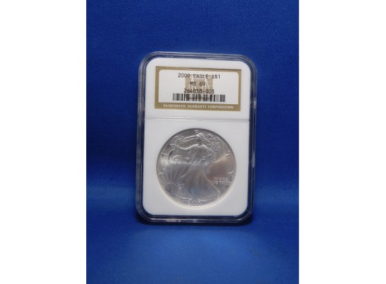 2000 US Silver American 1 Oz Eagle MS69 By NGC