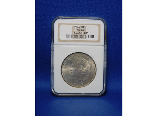 1923 US Silver Peace Dollar MS64 By NGC