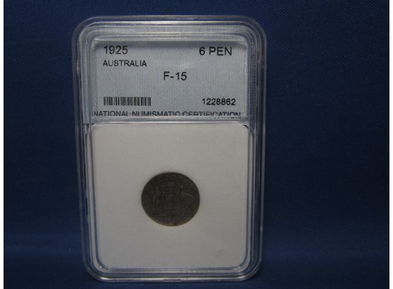 Australia 1925 Sterling Silver 6 Pence Coin Fine KM # 25