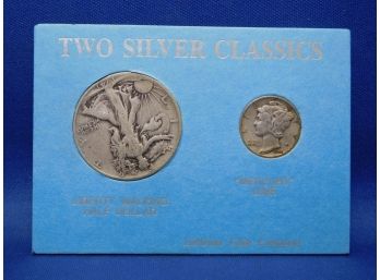 1943 D Walking Liberty Silver Half Dollar & 1944 D Mercury Silver Dime Set