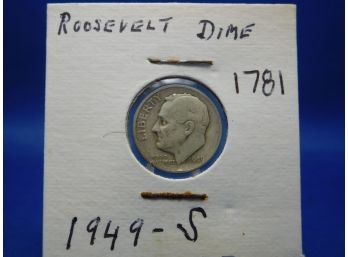 1949 S Roosevelt Silver Dime - Key Date