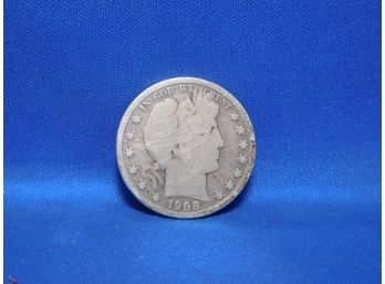 1908 S San Francisco Barber Silver Half Dollar